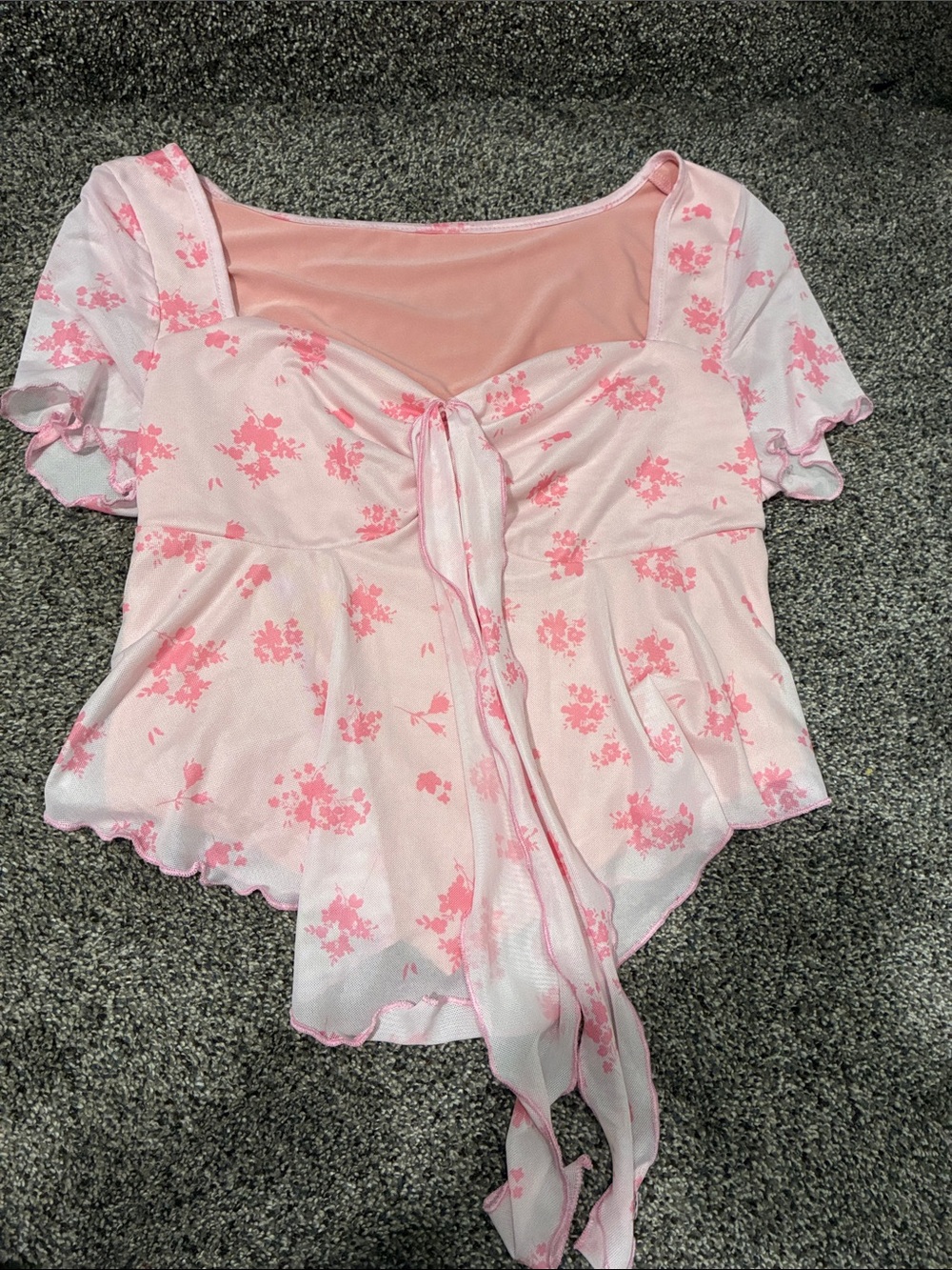 Pink Floral Tie-Front Women’s Top